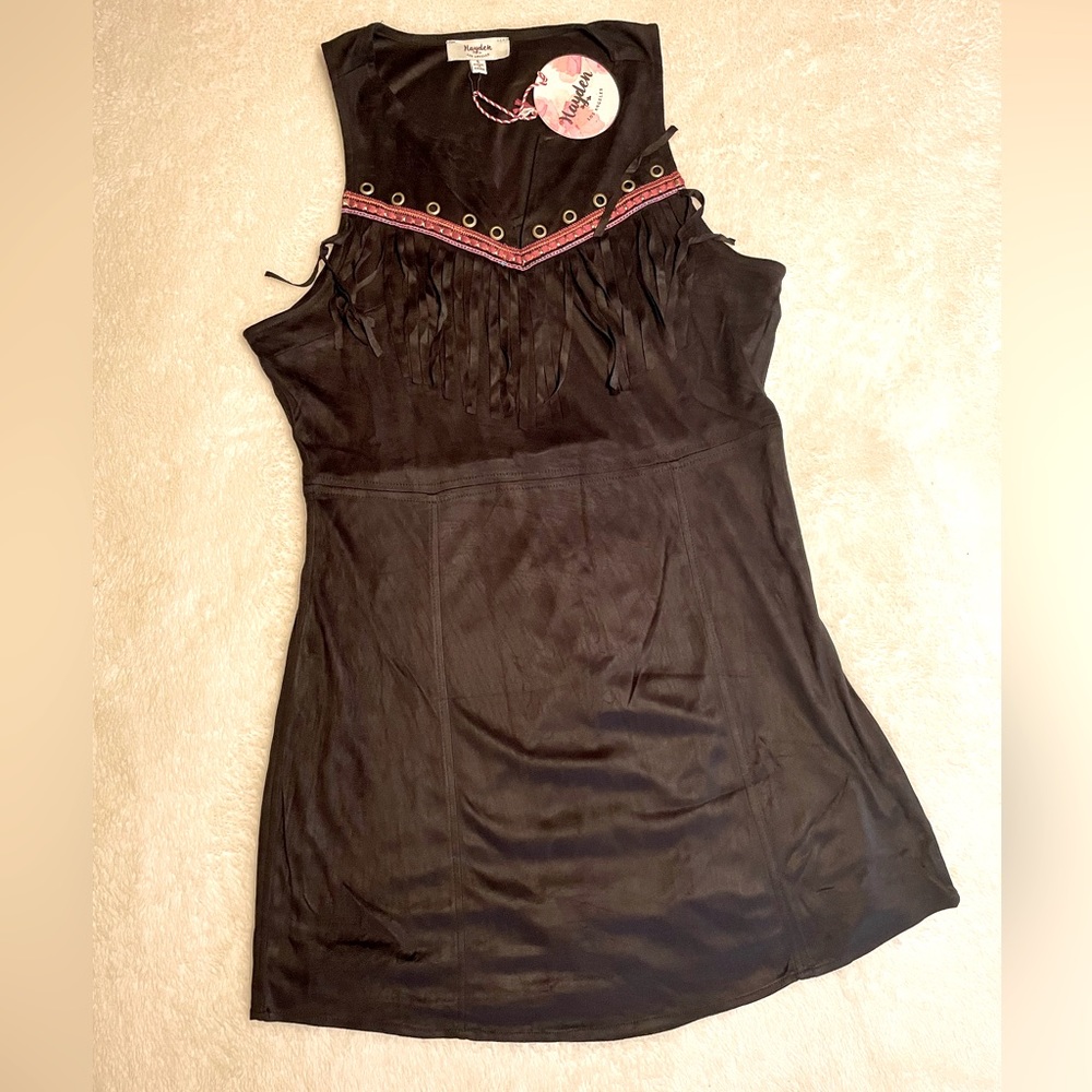 Black Suede Fringe Dress